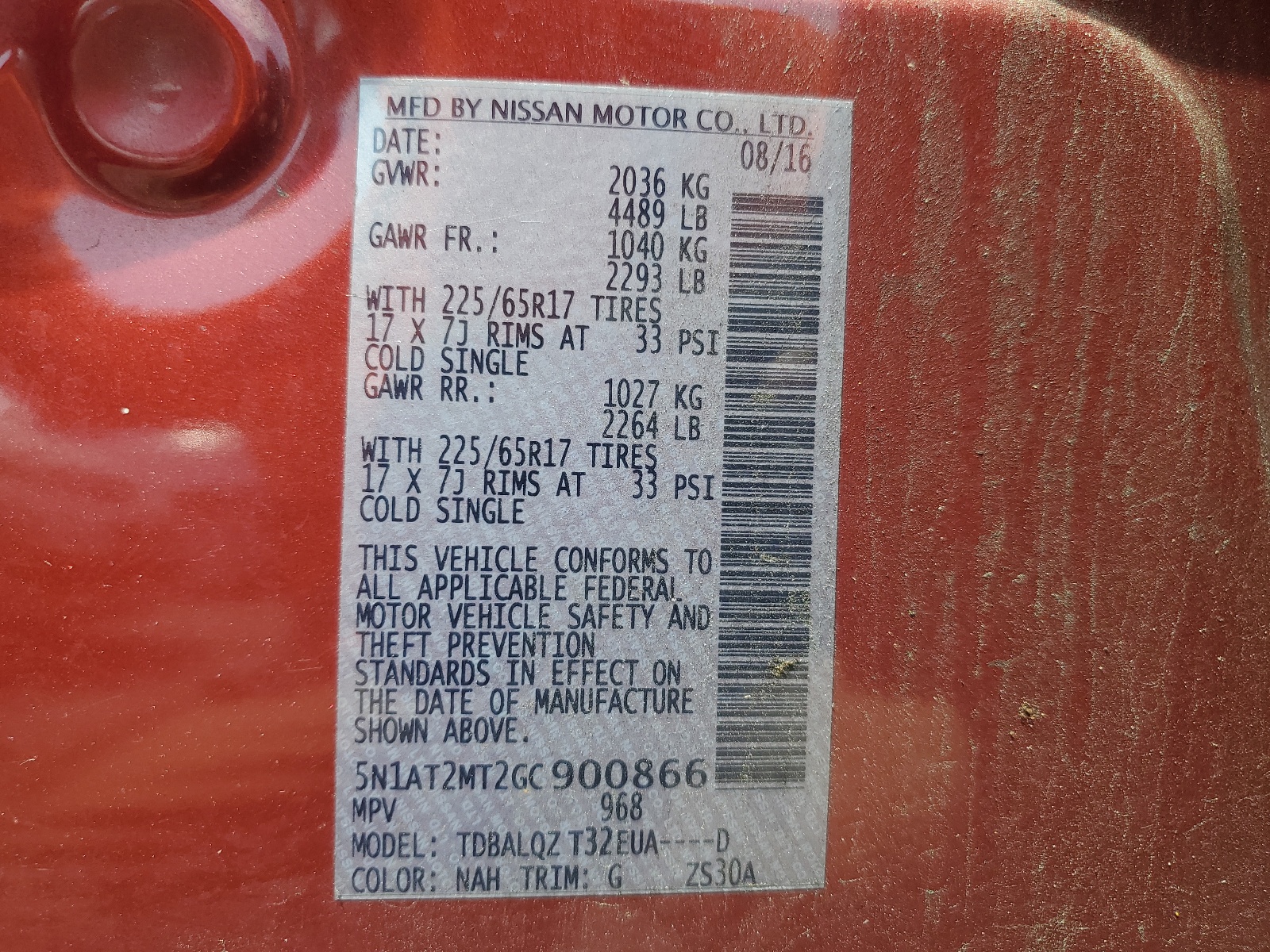 5N1AT2MT2GC900866 2016 Nissan Rogue S