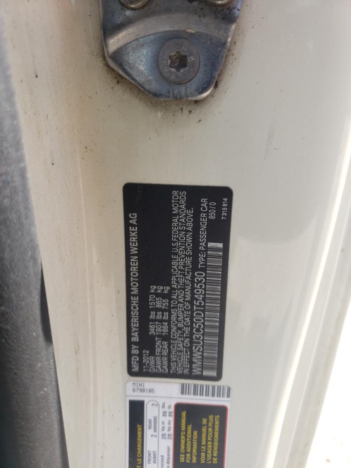 2013 Mini Cooper VIN: WMWSU3C50DT549530 Lot: 62521874