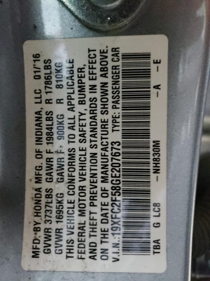 19XFC2F58GE207673 2016 Honda Civic Lx