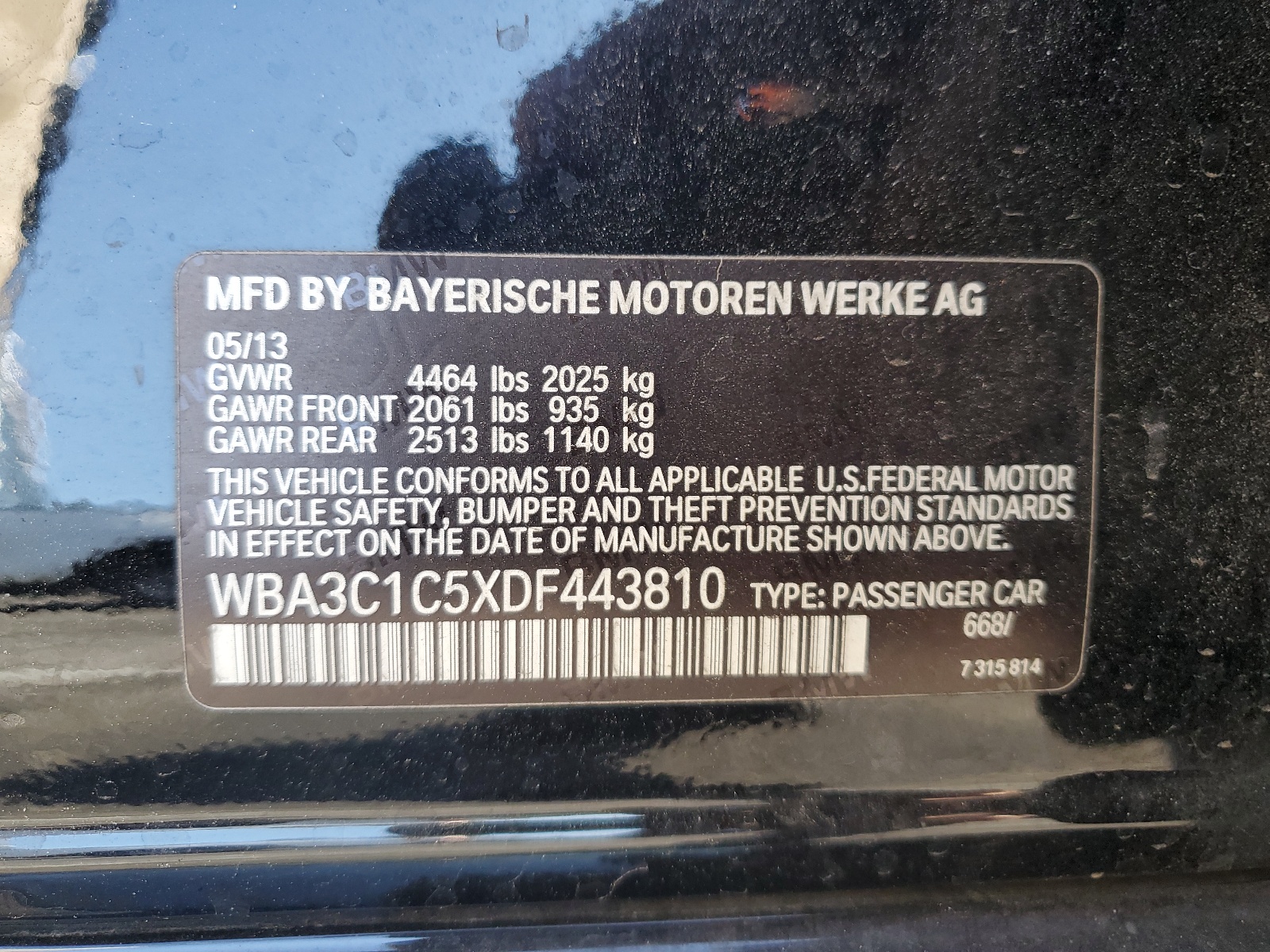 WBA3C1C5XDF443810 2013 BMW 328 I Sulev