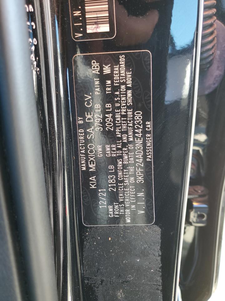 2022 Kia Forte Fe VIN: 3KPF24AD3NE442380 Lot: 63036864