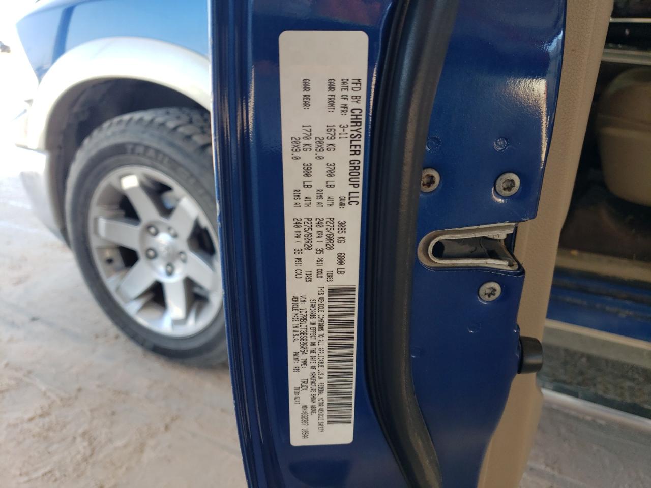 2011 Dodge Ram 1500 VIN: 1D7RB1CT3BS626054 Lot: 62951124