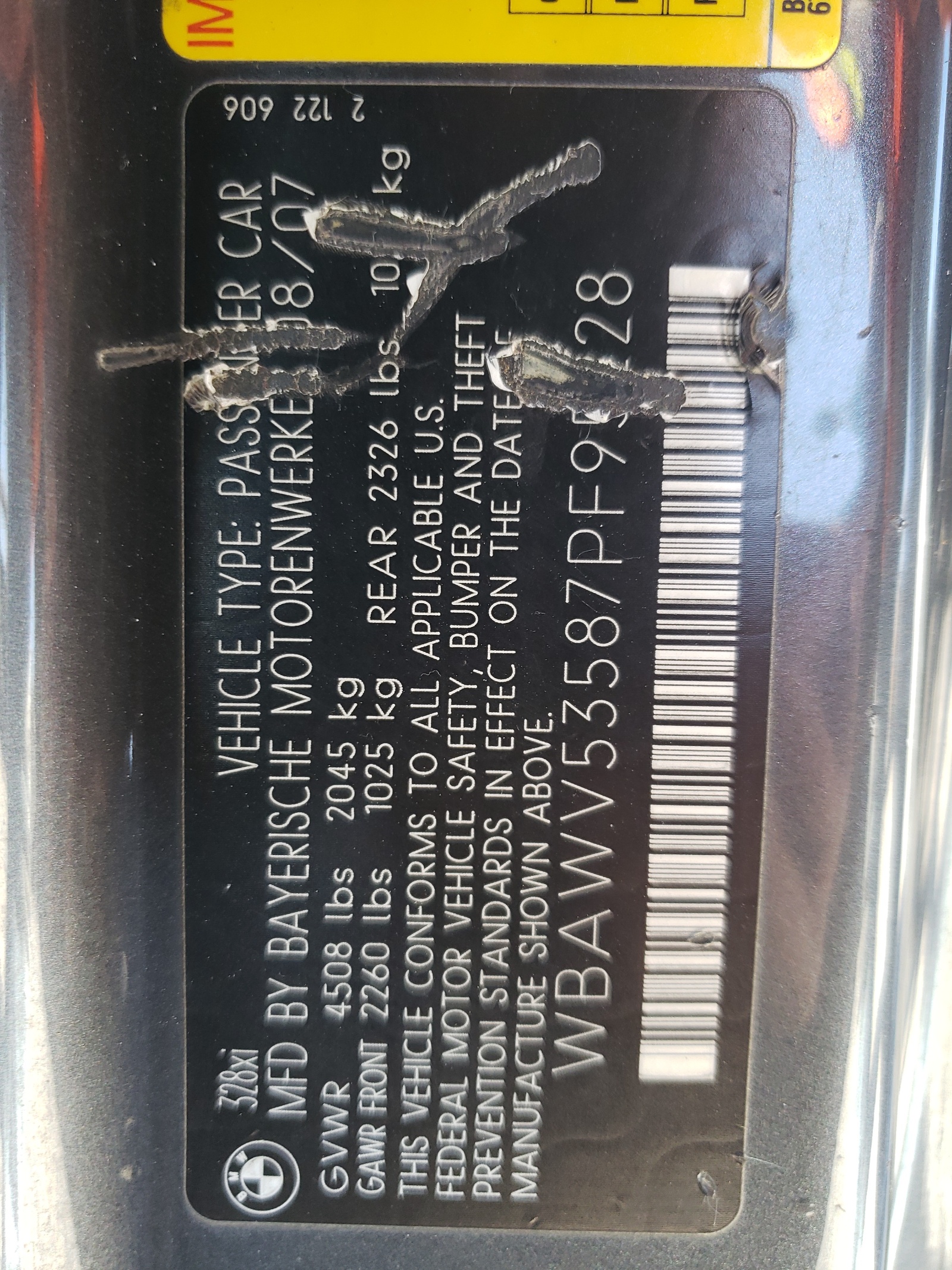 WBAWV53587PF95228 2007 BMW 328 Xi Sulev