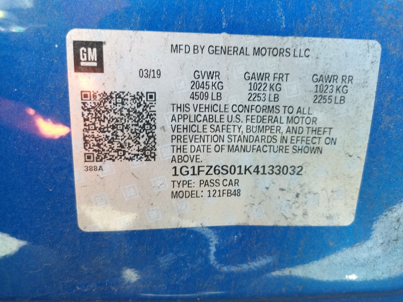 1G1FZ6S01K4133032 2019 Chevrolet Bolt Ev Premier