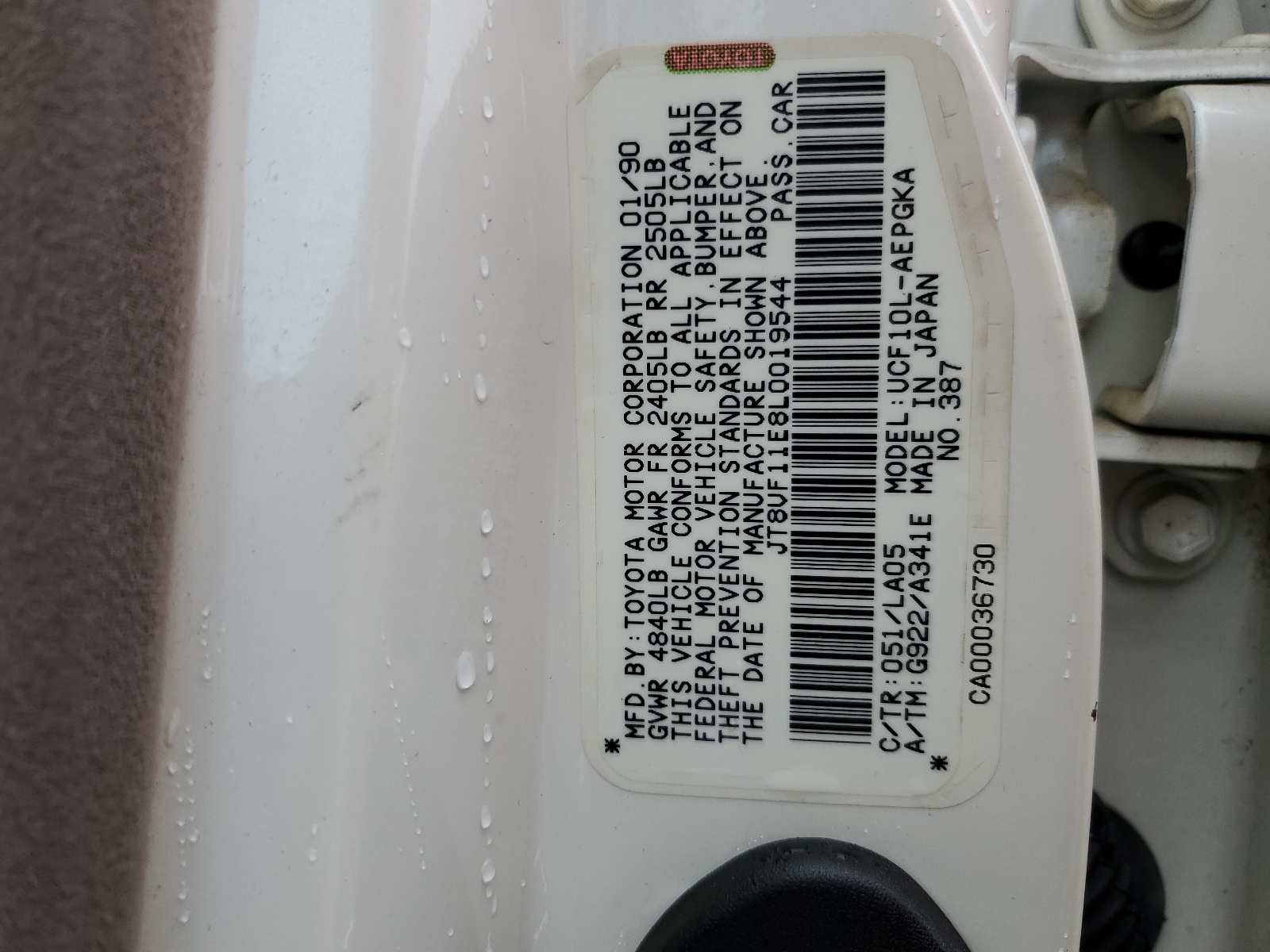 JT8UF11E8L0019544 1990 Lexus Ls 400