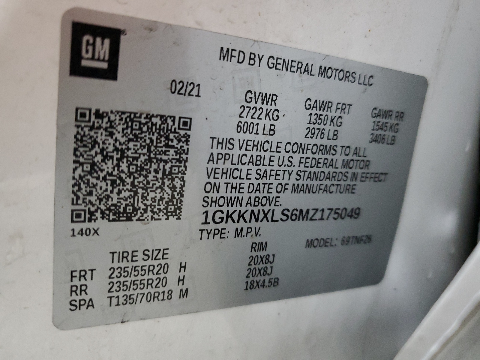 1GKKNXLS6MZ175049 2021 GMC Acadia Denali