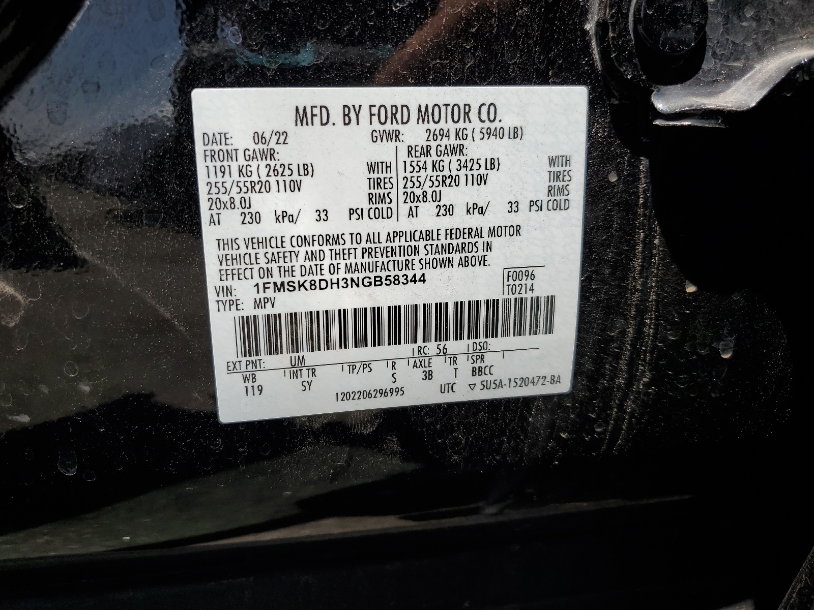 1FMSK8DH3NGB58344 2022 Ford Explorer Xlt