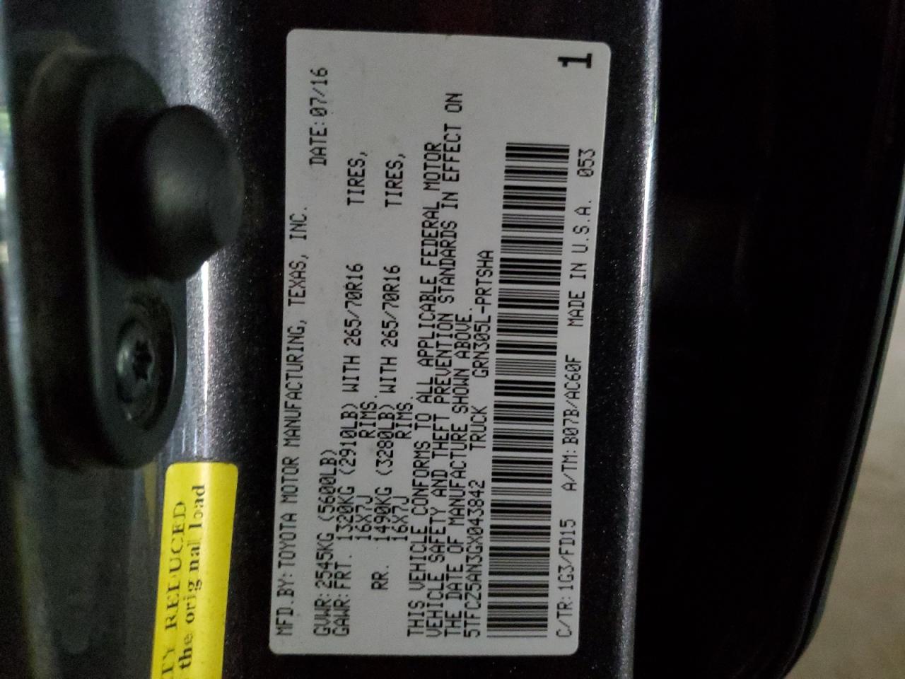 2016 Toyota Tacoma Double Cab VIN: 5TFCZ5AN3GX043842 Lot: 64582064