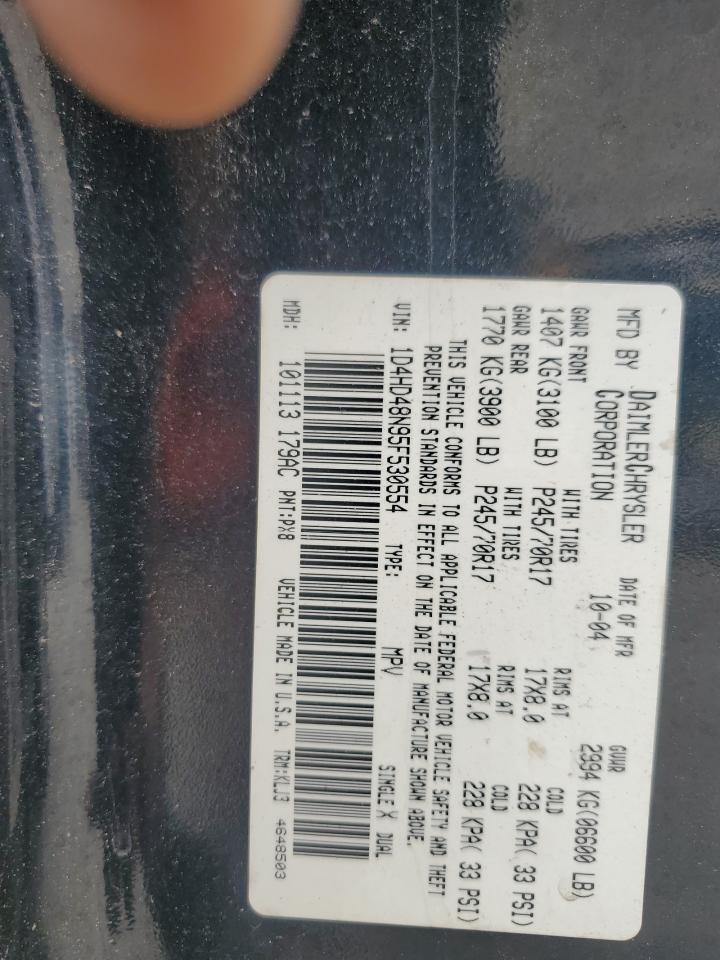 2005 Dodge Durango Slt VIN: 1D4HD48N95F530554 Lot: 64292914