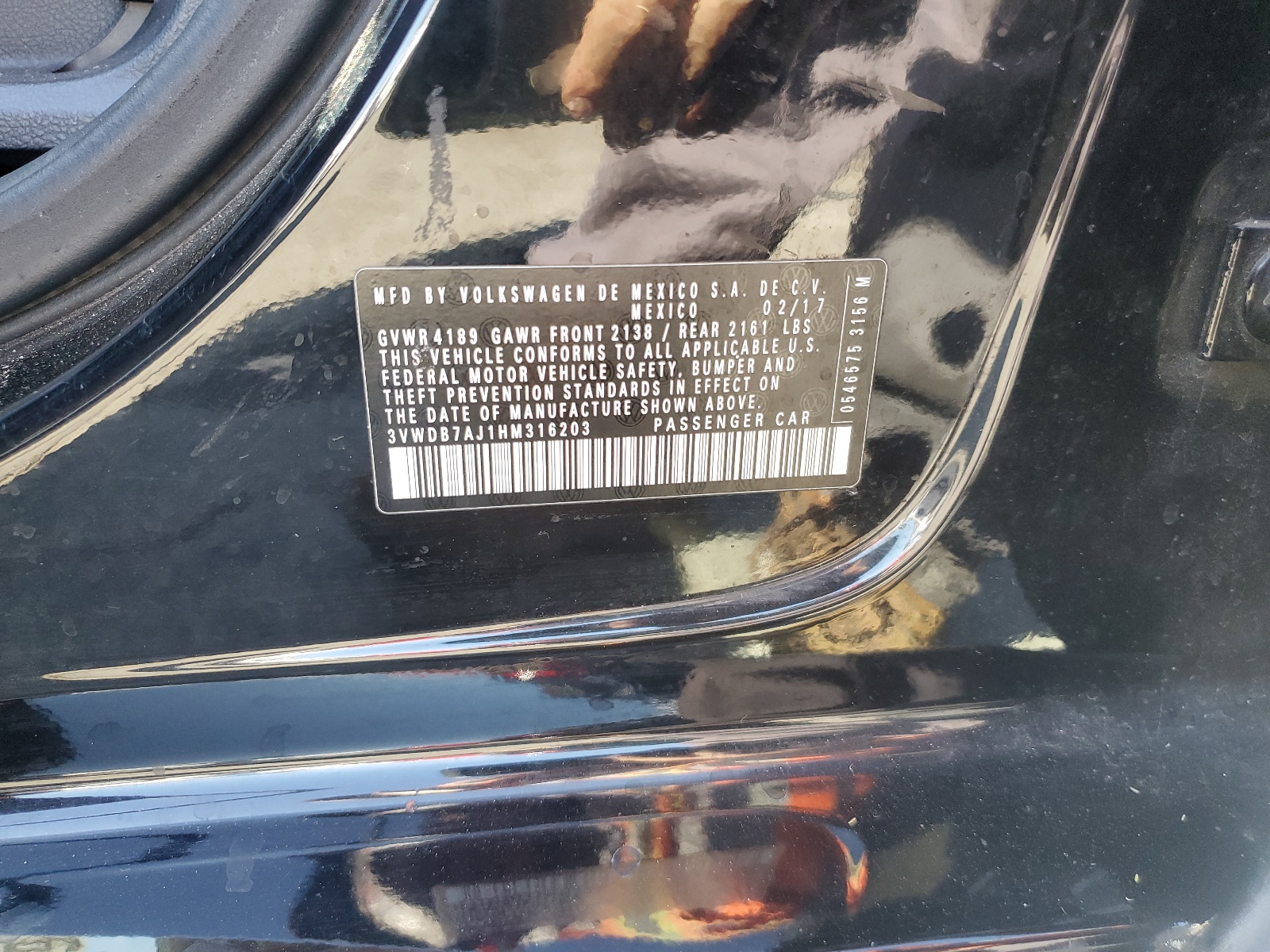 3VWDB7AJ1HM316203 2017 Volkswagen Jetta Se