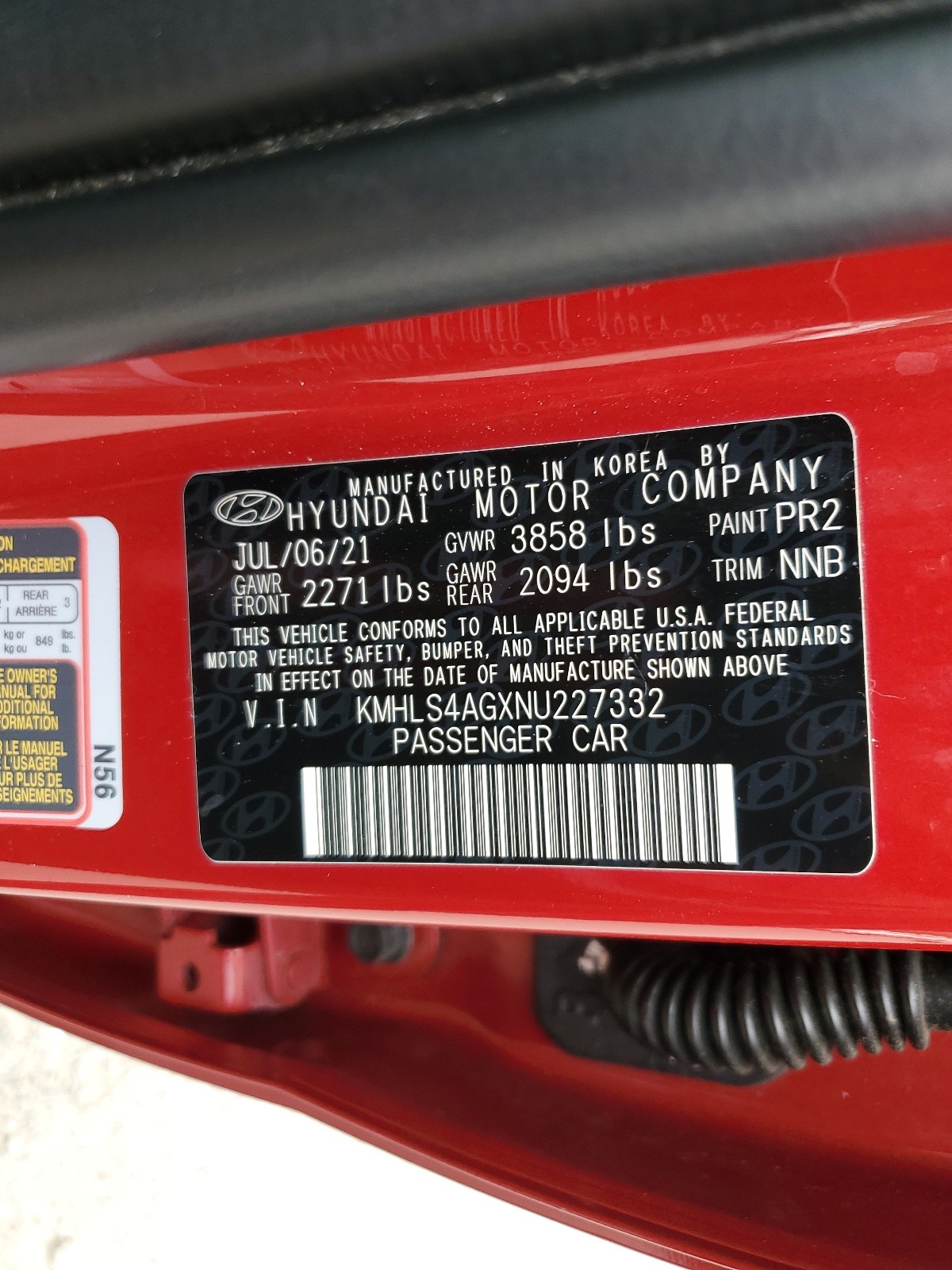 KMHLS4AGXNU227332 2022 Hyundai Elantra Sel