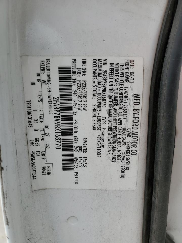 2011 Ford Crown Victoria Police Interceptor VIN: 2FABP7BV9BX168770 Lot: 62220404