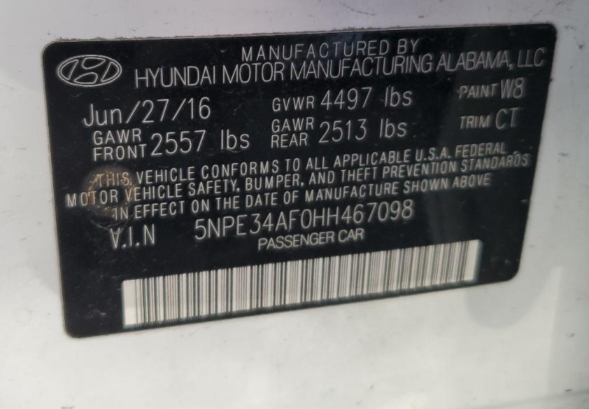 5NPE34AF0HH467098 2017 Hyundai Sonata Sport