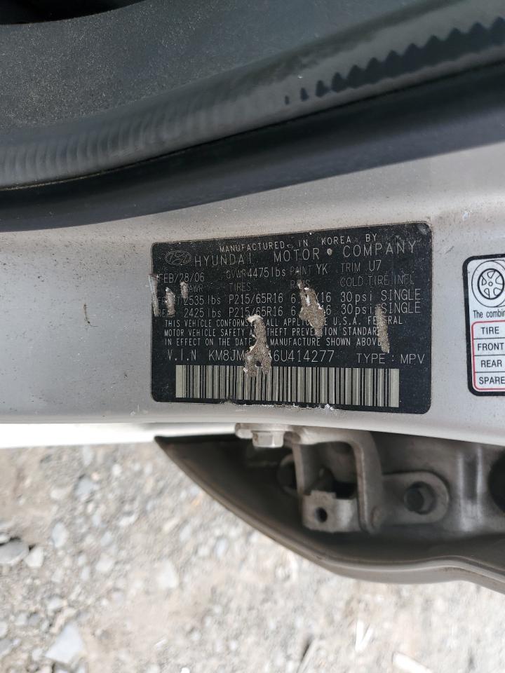 2006 Hyundai Tucson Gl VIN: KM8JM12B46U414277 Lot: 62936984