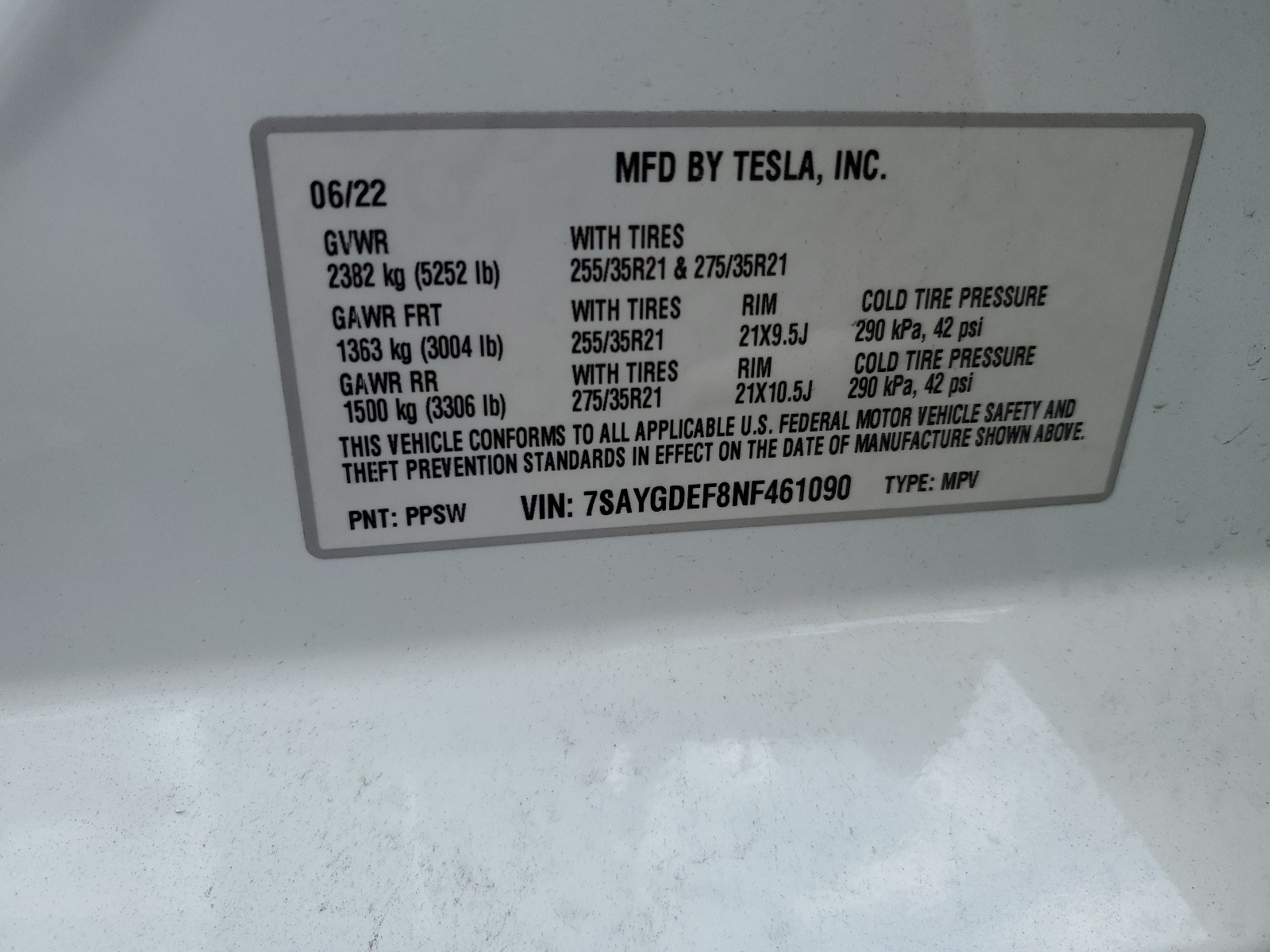 7SAYGDEF8NF461090 2022 Tesla Model Y