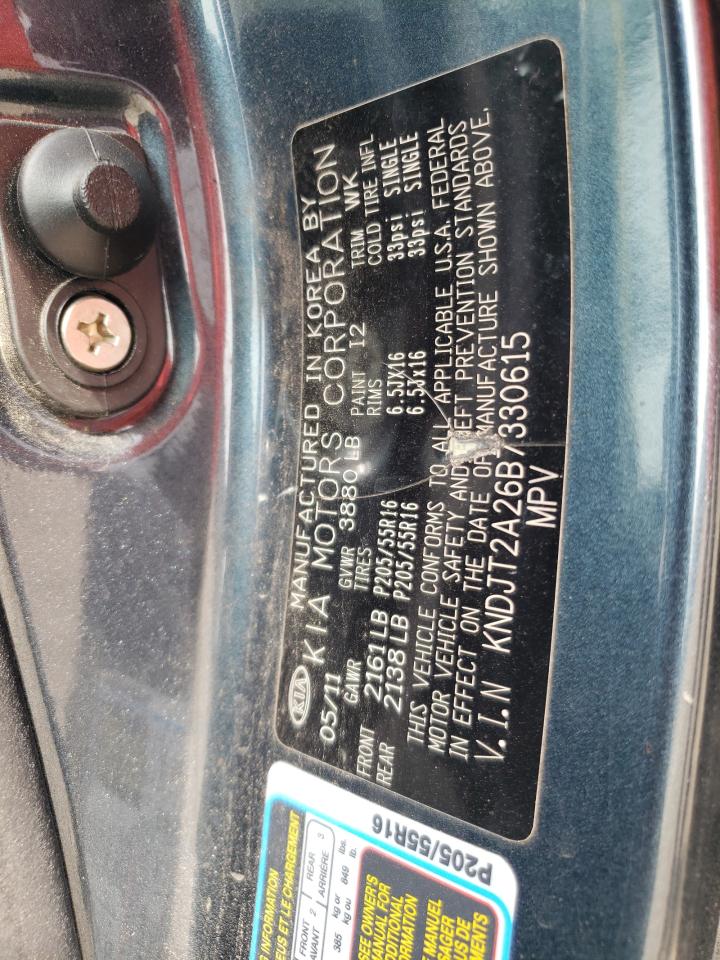 2011 Kia Soul + VIN: KNDJT2A26B7330615 Lot: 62679914