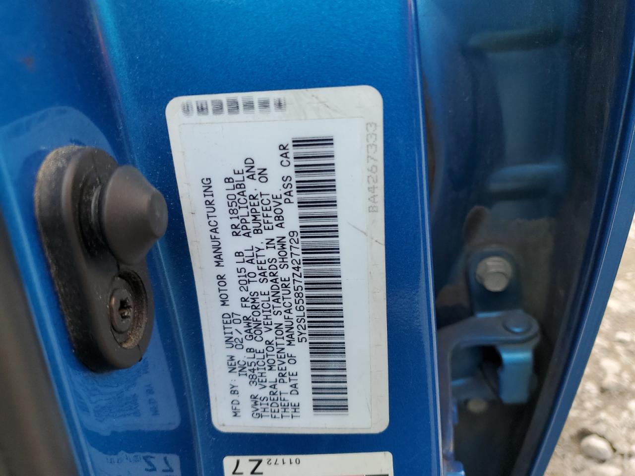 5Y2SL65857Z427729 2007 Pontiac Vibe