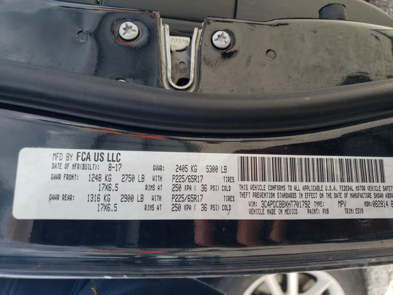 2017 Dodge Journey Sxt VIN: 3C4PDCBBXHT701792 Lot: 64645174