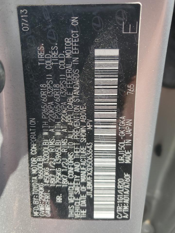 2013 Lexus Gx 460 VIN: JTJBM7FX3D5063643 Lot: 61789784