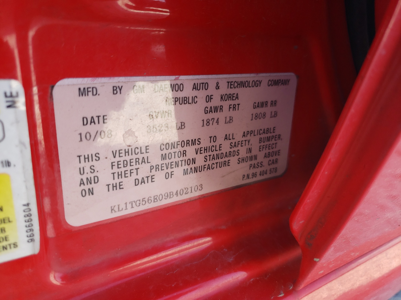 KL1TG56E09B402103 2009 Chevrolet Aveo Lt