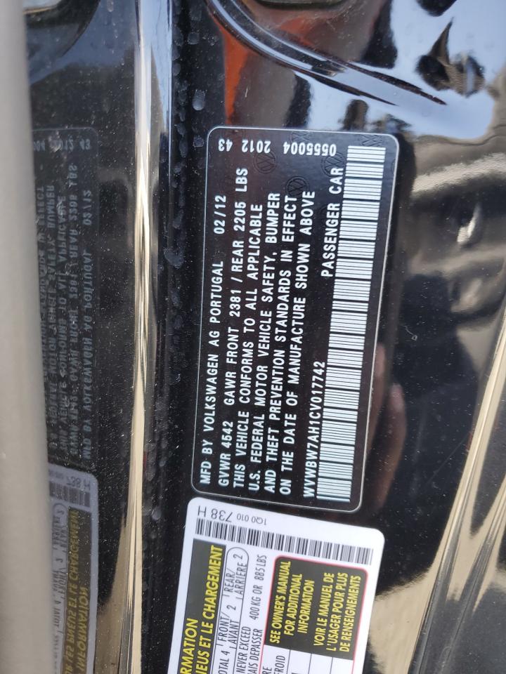 2012 Volkswagen Eos Komfort VIN: WVWBW7AH1CV017742 Lot: 63850154