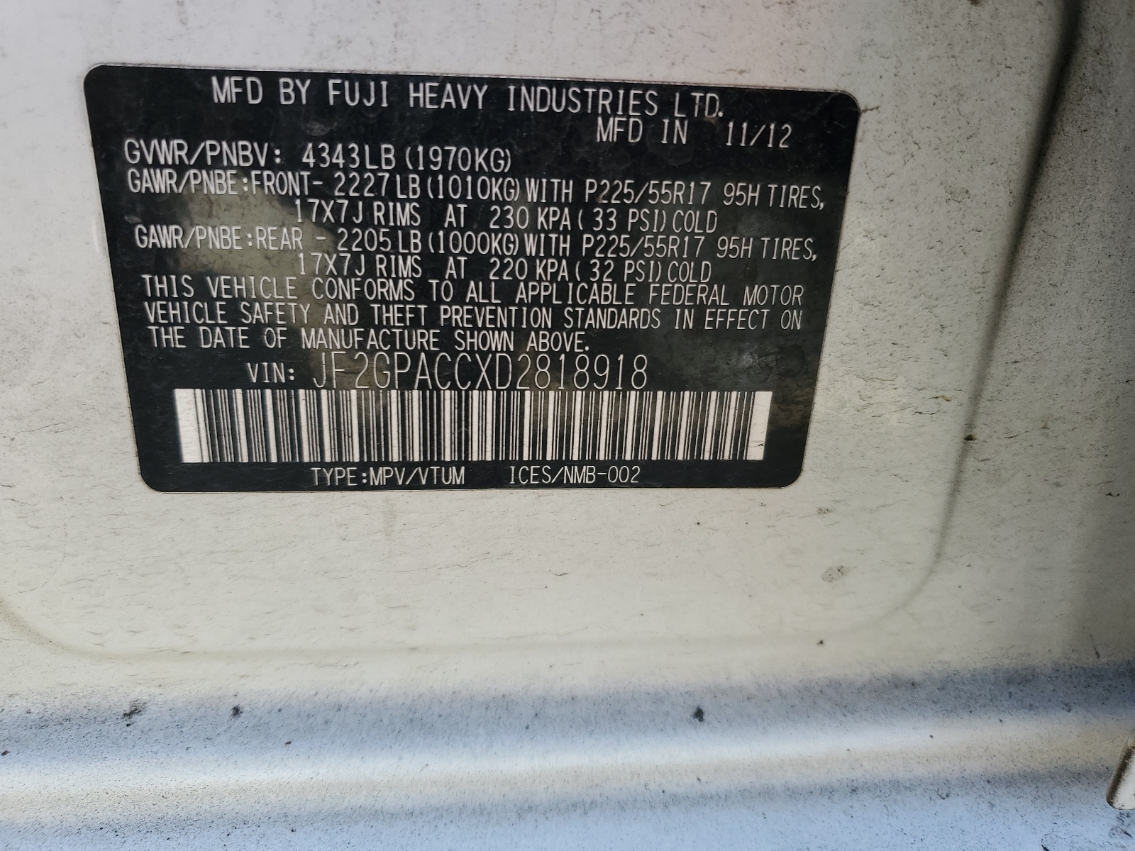 JF2GPACCXD2818918 2013 Subaru Xv Crosstrek 2.0 Premium