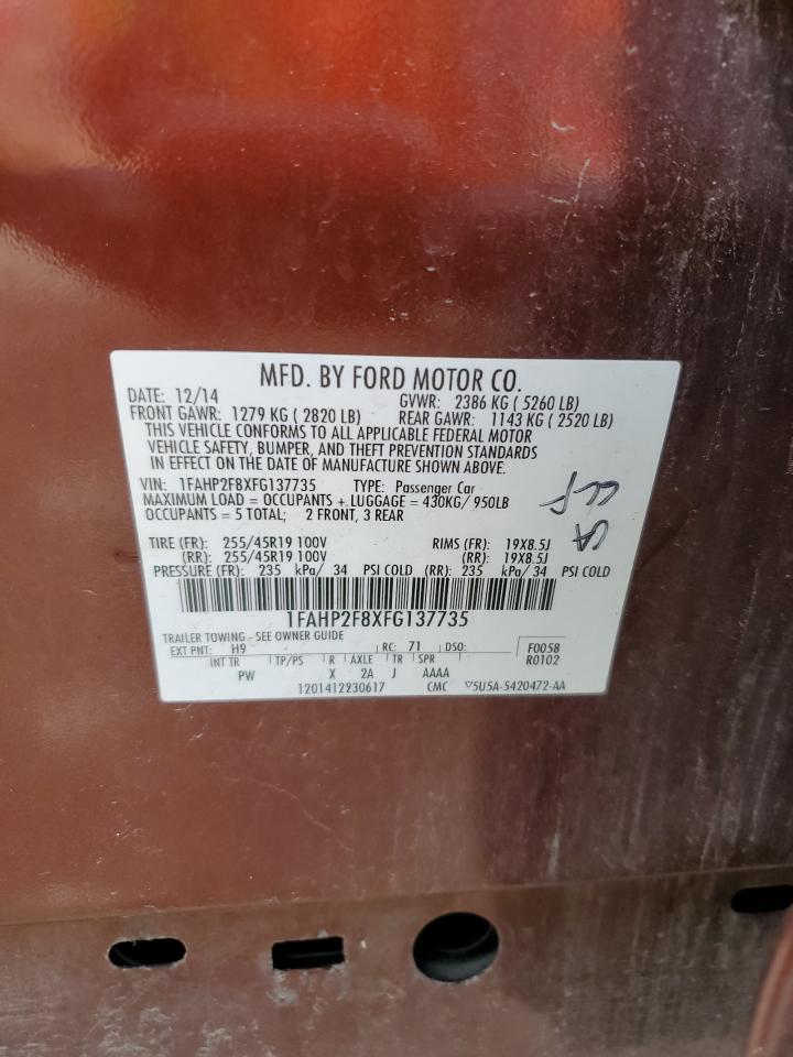 2015 Ford Taurus Limited VIN: 1FAHP2F8XFG137735 Lot: 62442404