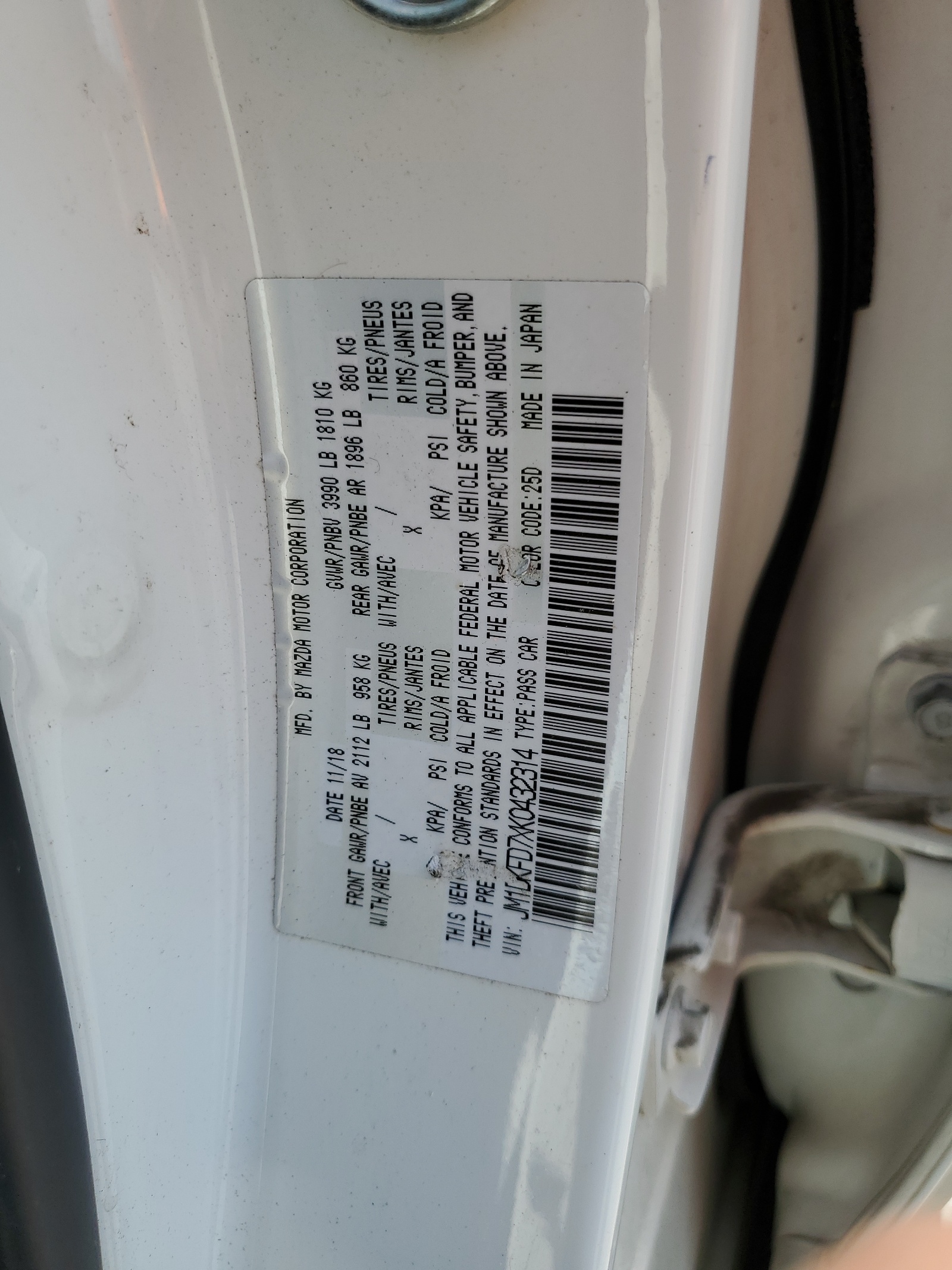 JM1DKFD7XK0432314 2019 Mazda Cx-3 Grand Touring