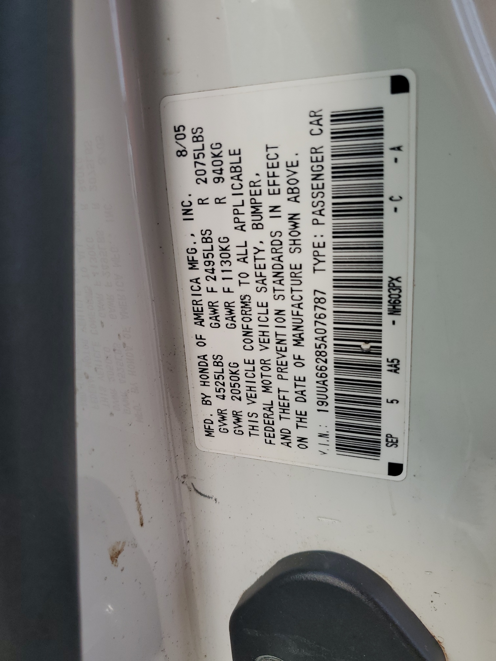 19UUA66285A076787 2005 Acura Tl