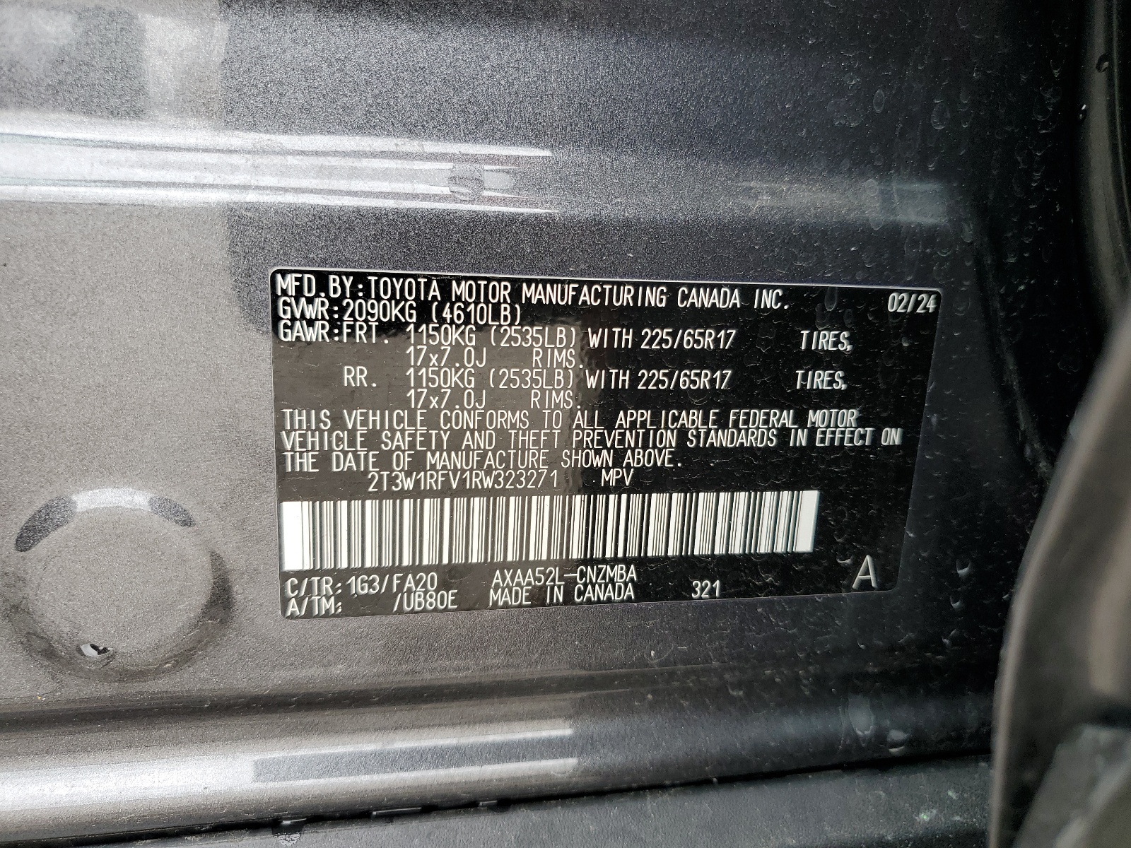 2T3W1RFV1RW323271 2024 Toyota Rav4 Xle