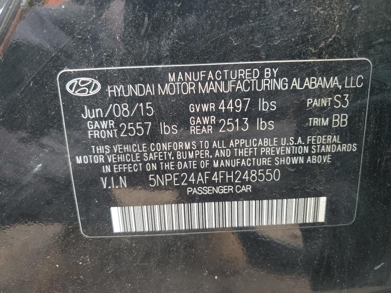 5NPE24AF4FH248550 2015 Hyundai Sonata Se