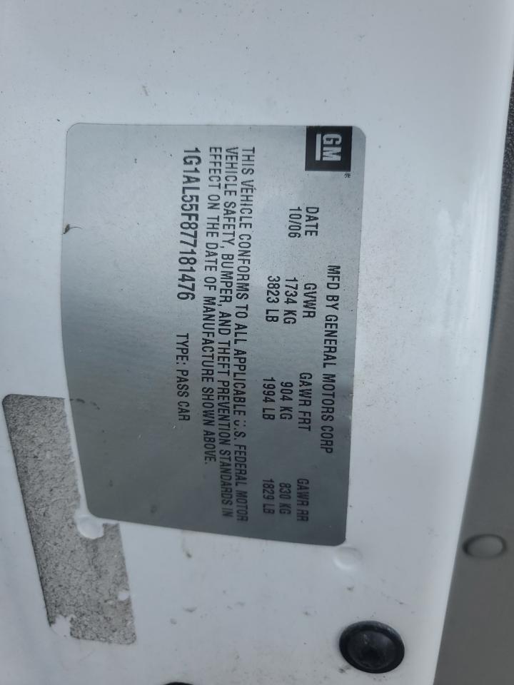 2007 Chevrolet Cobalt Lt VIN: 1G1AL55F877181476 Lot: 65456744