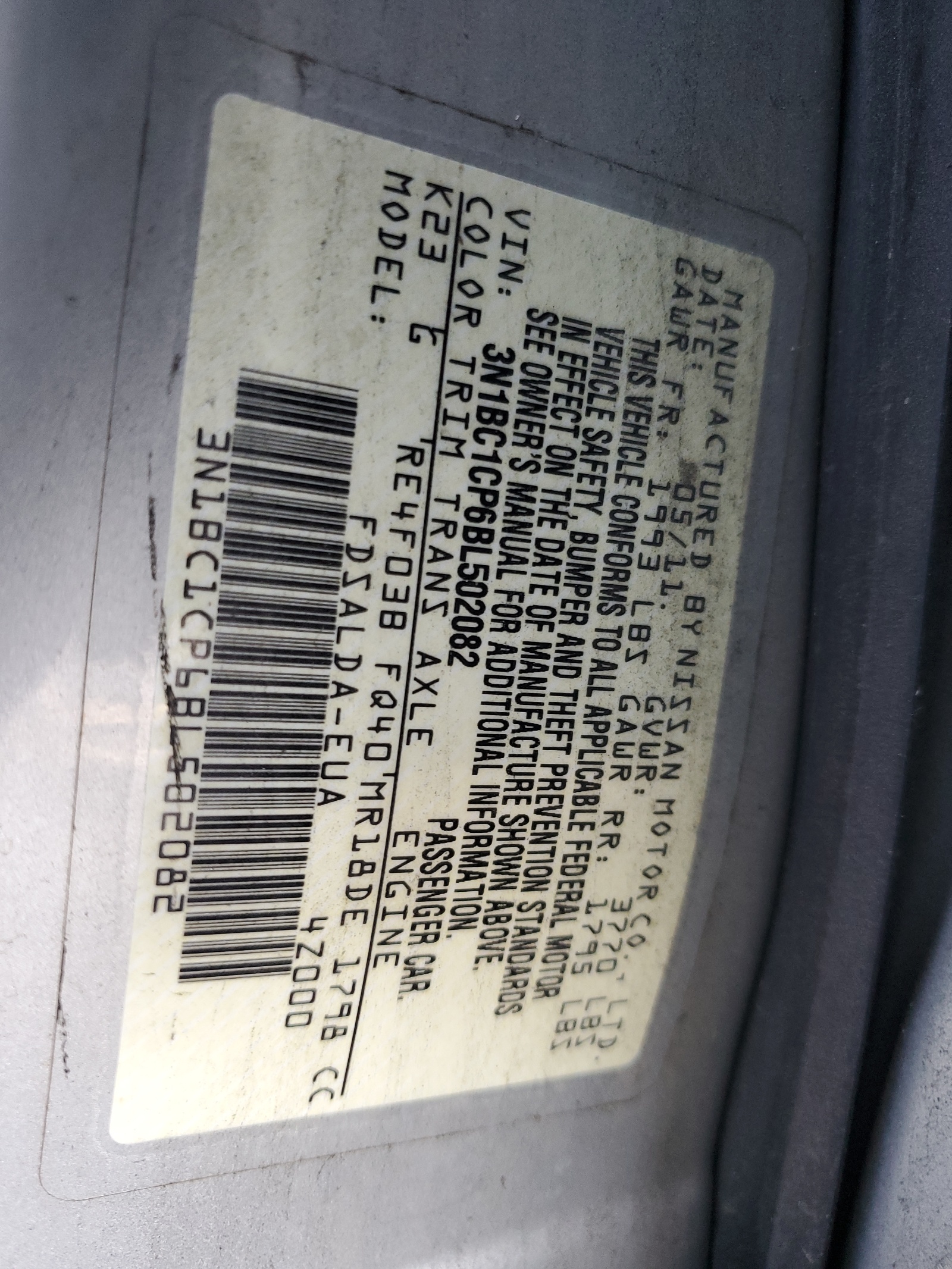 3N1BC1CP6BL502082 2011 Nissan Versa S