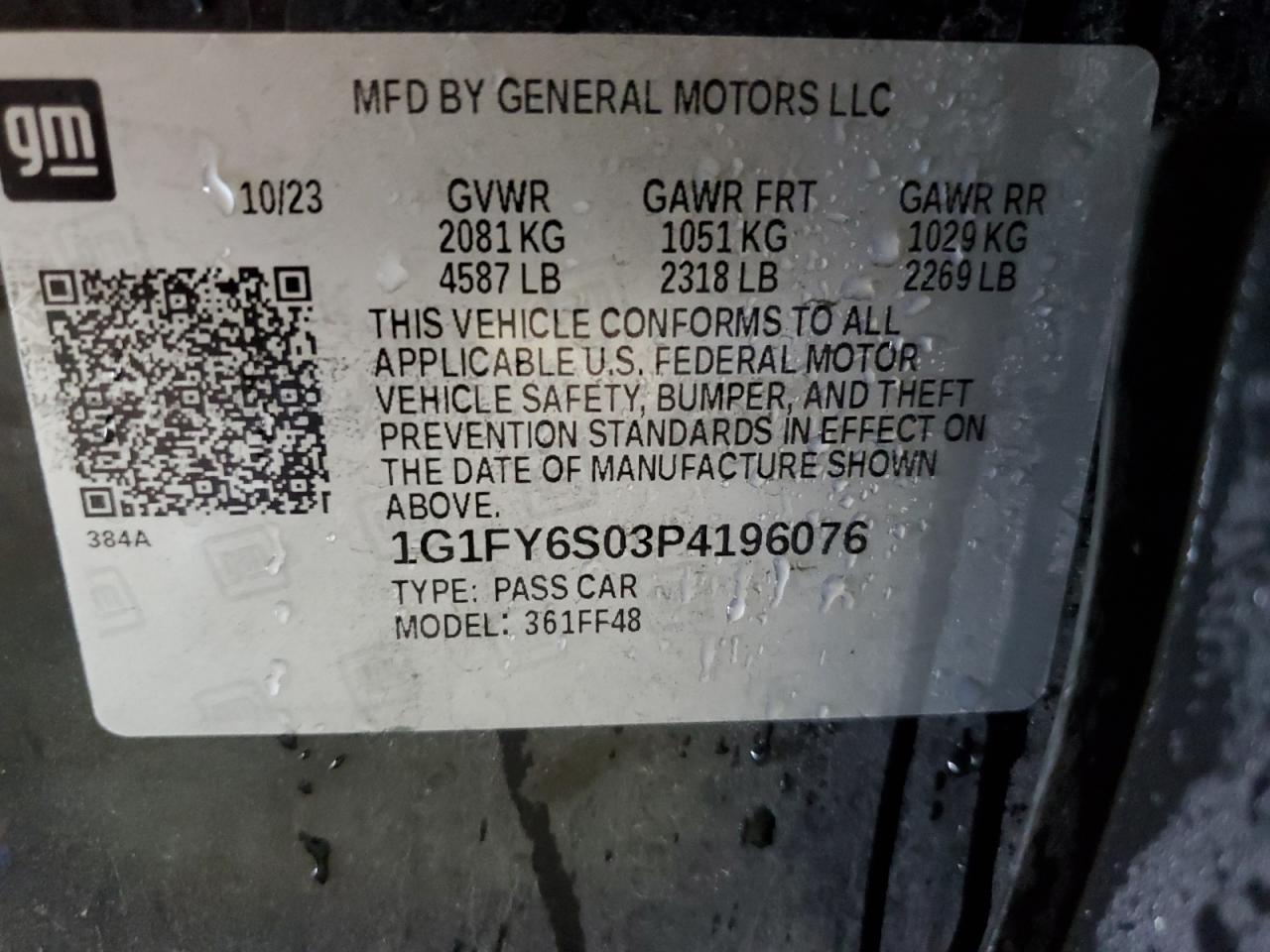 2023 Chevrolet Bolt Euv Lt VIN: 1G1FY6S03P4196076 Lot: 63978394