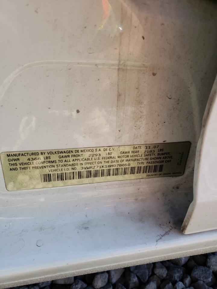 2008 Volkswagen Jetta Se VIN: 3VWRZ71K18M078850 Lot: 64802504