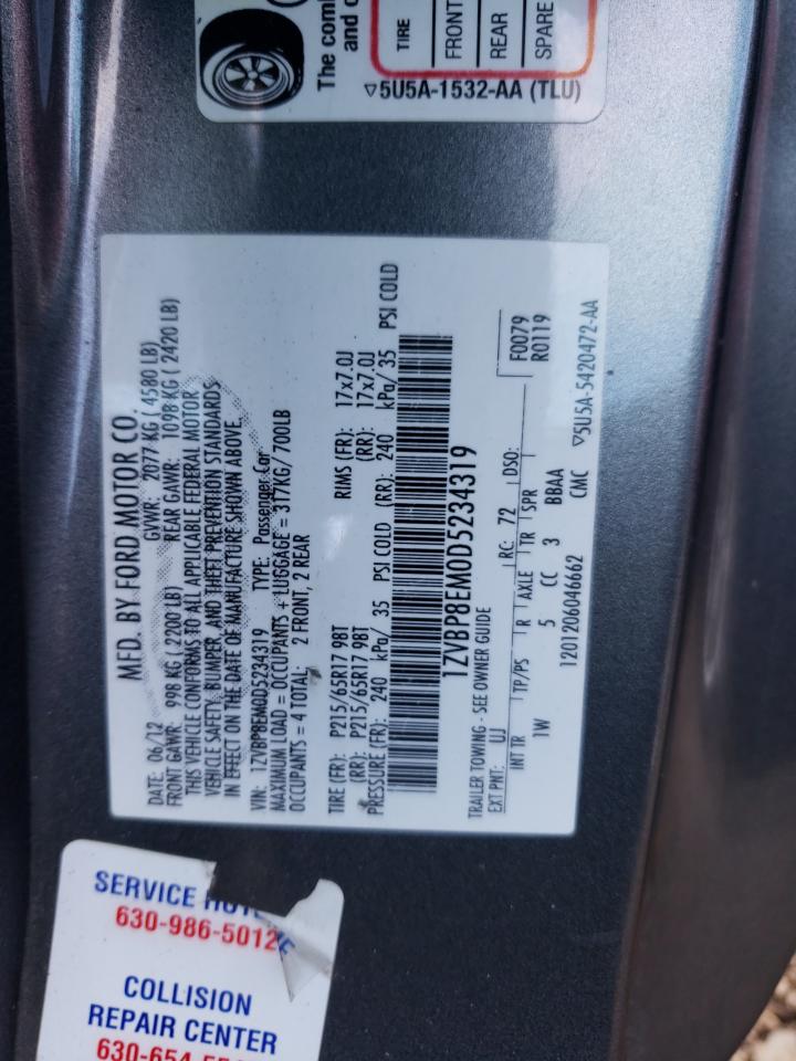 2013 Ford Mustang VIN: 1ZVBP8EM0D5234319 Lot: 62062234