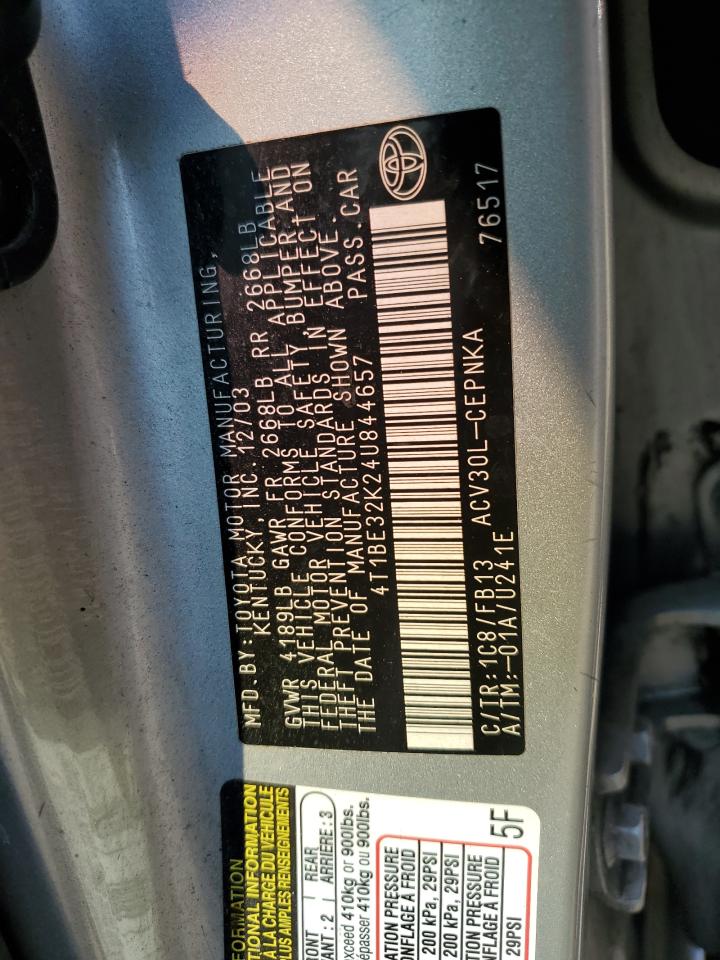 4T1BE32K24U844657 2004 Toyota Camry Le