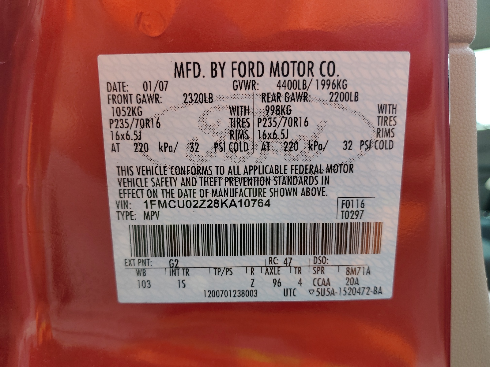 1FMCU02Z28KA10764 2008 Ford Escape Xls