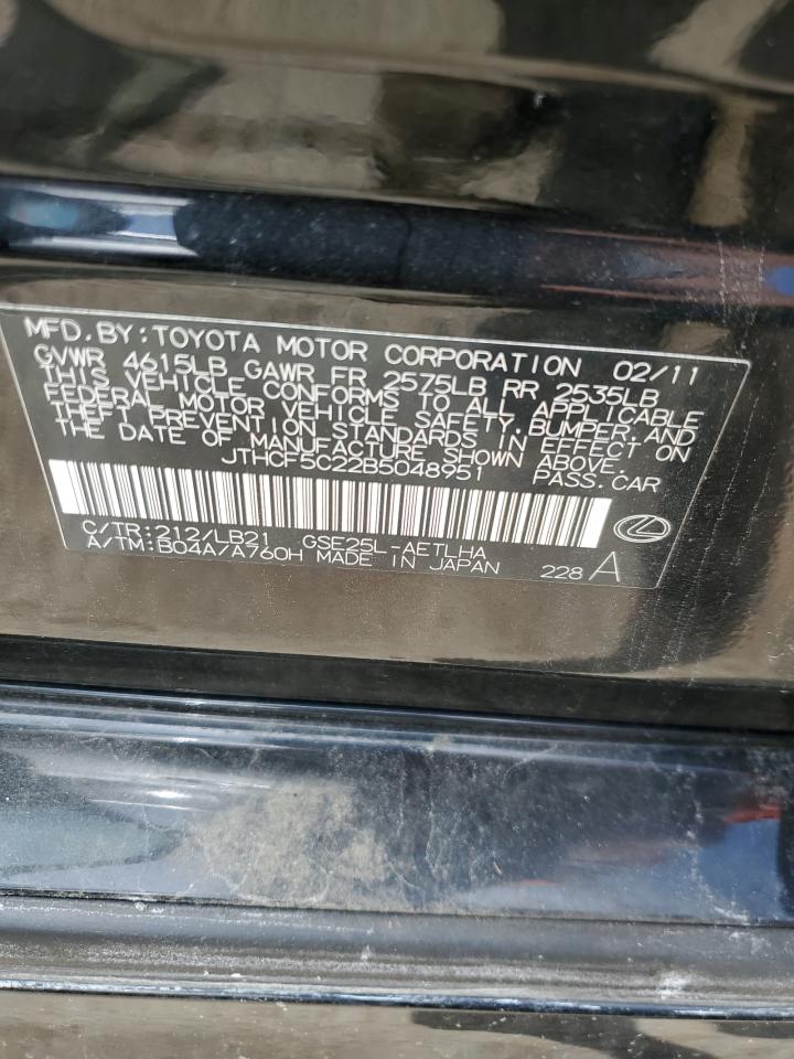 2011 Lexus Is 250 VIN: JTHCF5C22B5048951 Lot: 63836144
