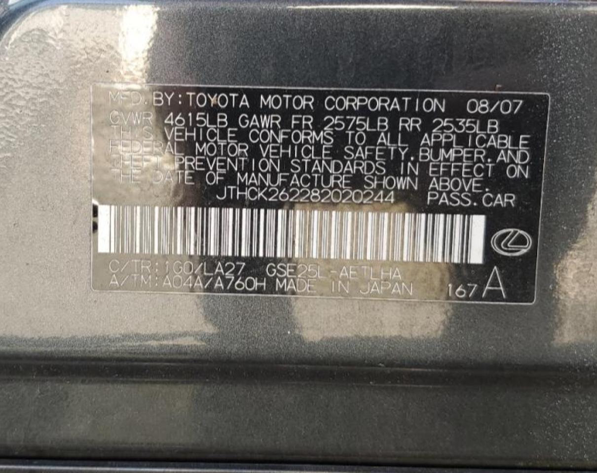 2008 Lexus Is 250 VIN: JTHCK262282020244 Lot: 61800304