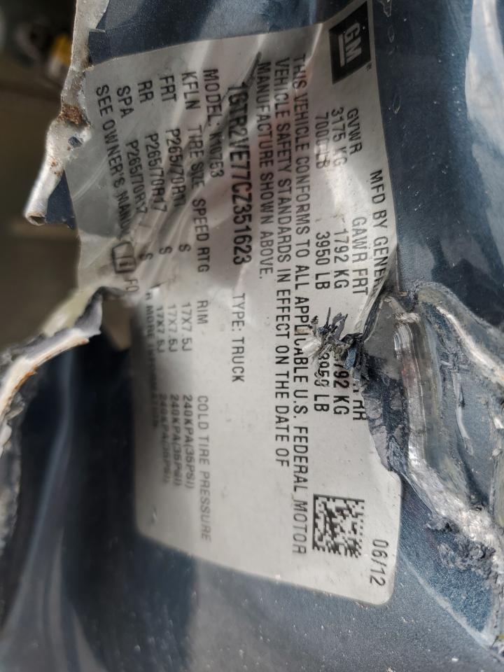 2012 GMC Sierra K1500 Sle VIN: 1GTR2VE77CZ351623 Lot: 63354094