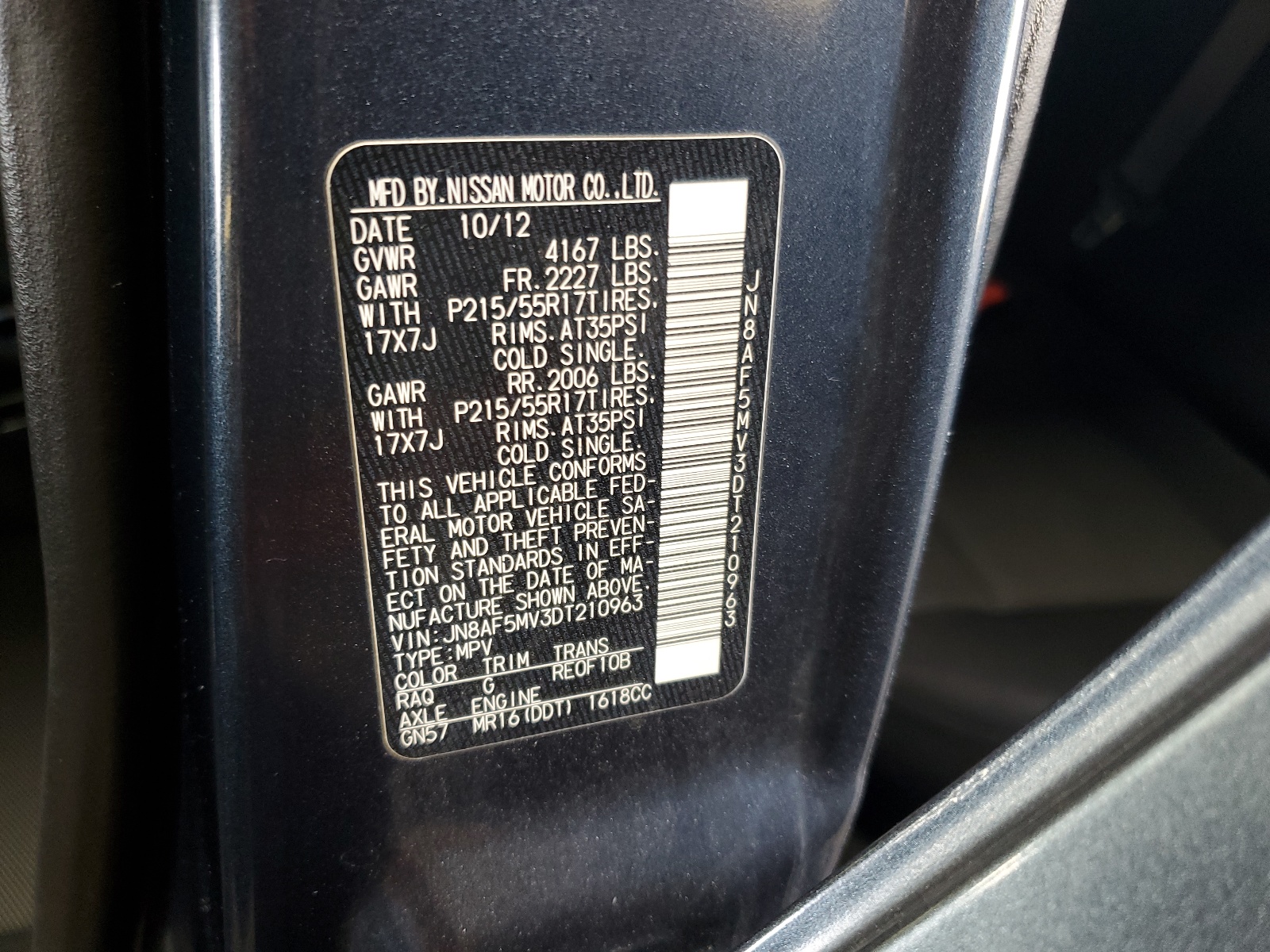 JN8AF5MV3DT210963 2013 Nissan Juke S