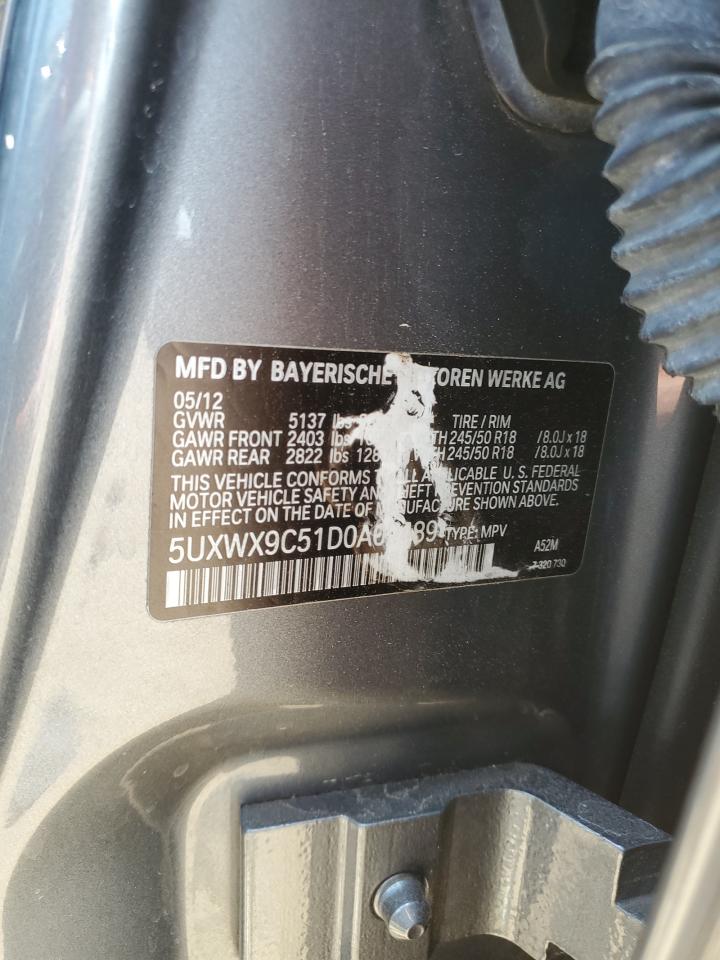 2013 BMW X3 xDrive28I VIN: 5UXWX9C51D0A09489 Lot: 62380094