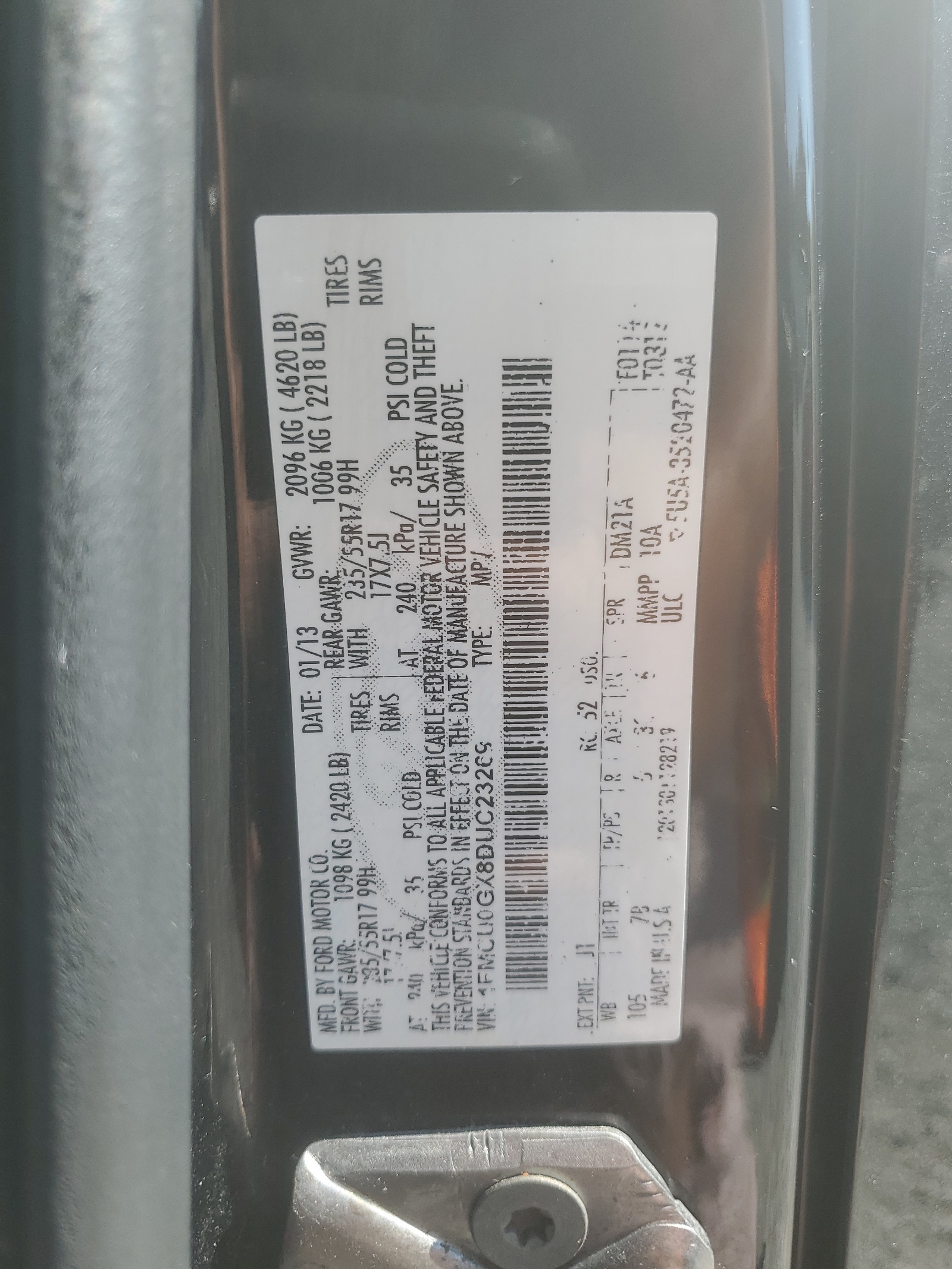 1FMCU0GX8DUC23269 2013 Ford Escape Se