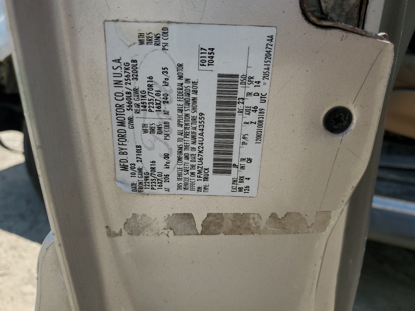 1FMZU67K24UA43559 2004 Ford Explorer Sport Trac