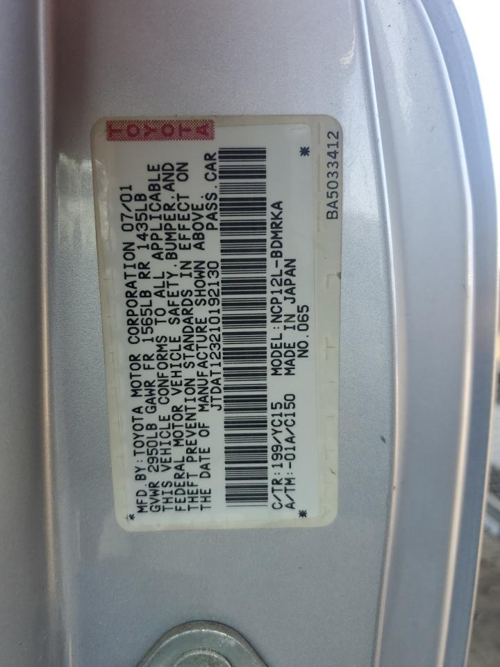 2001 Toyota Echo VIN: JTDAT123210192130 Lot: 64980784