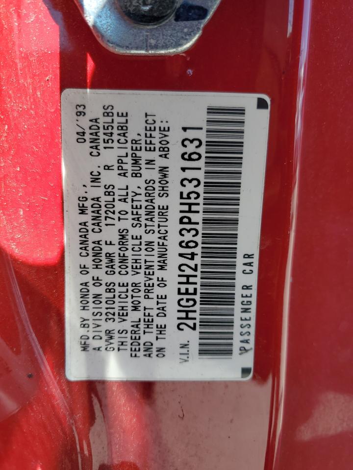 2HGEH2463PH531631 1993 Honda Civic Dx
