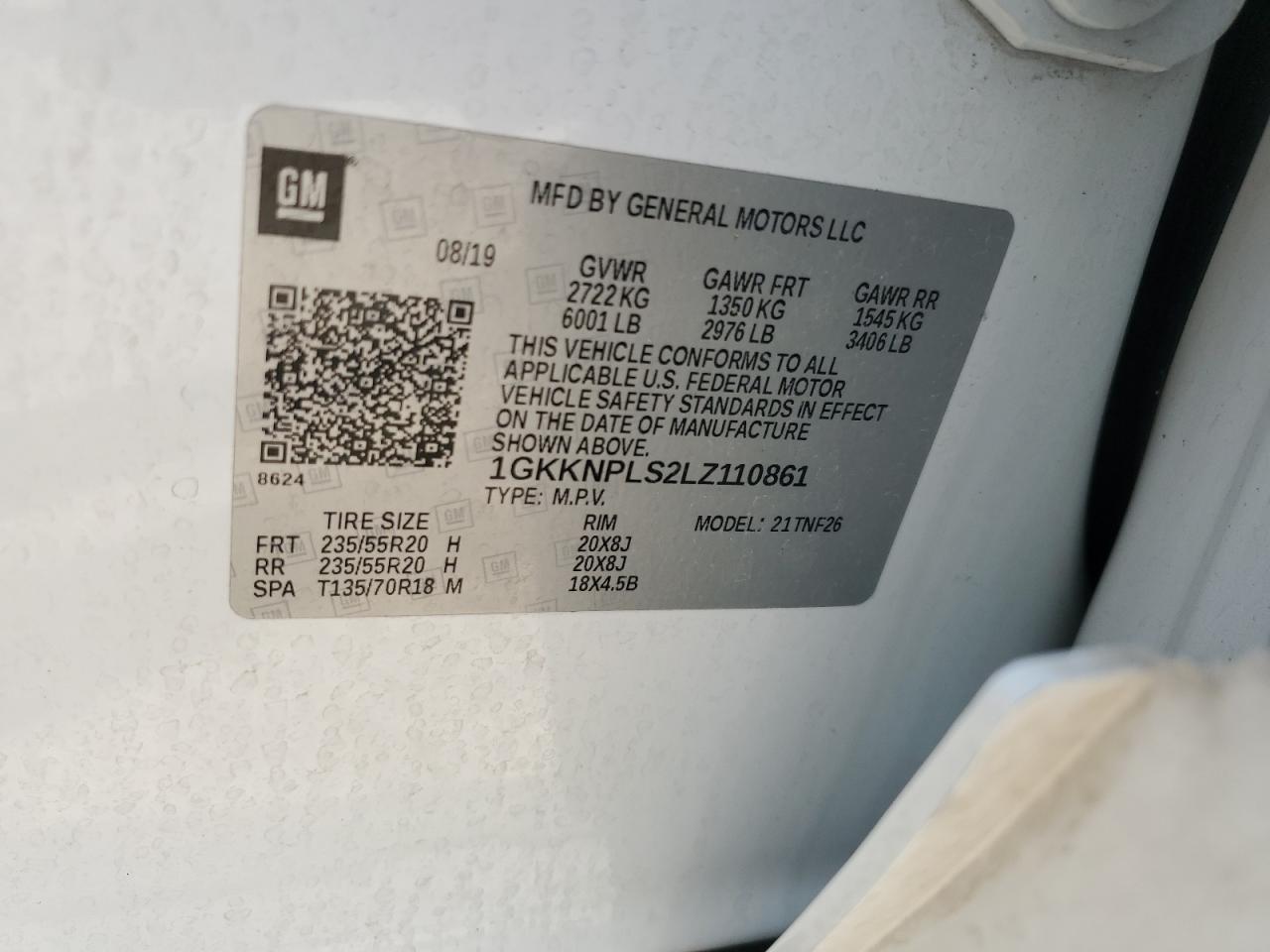 2020 GMC Acadia Denali VIN: 1GKKNPLS2LZ110861 Lot: 63469564