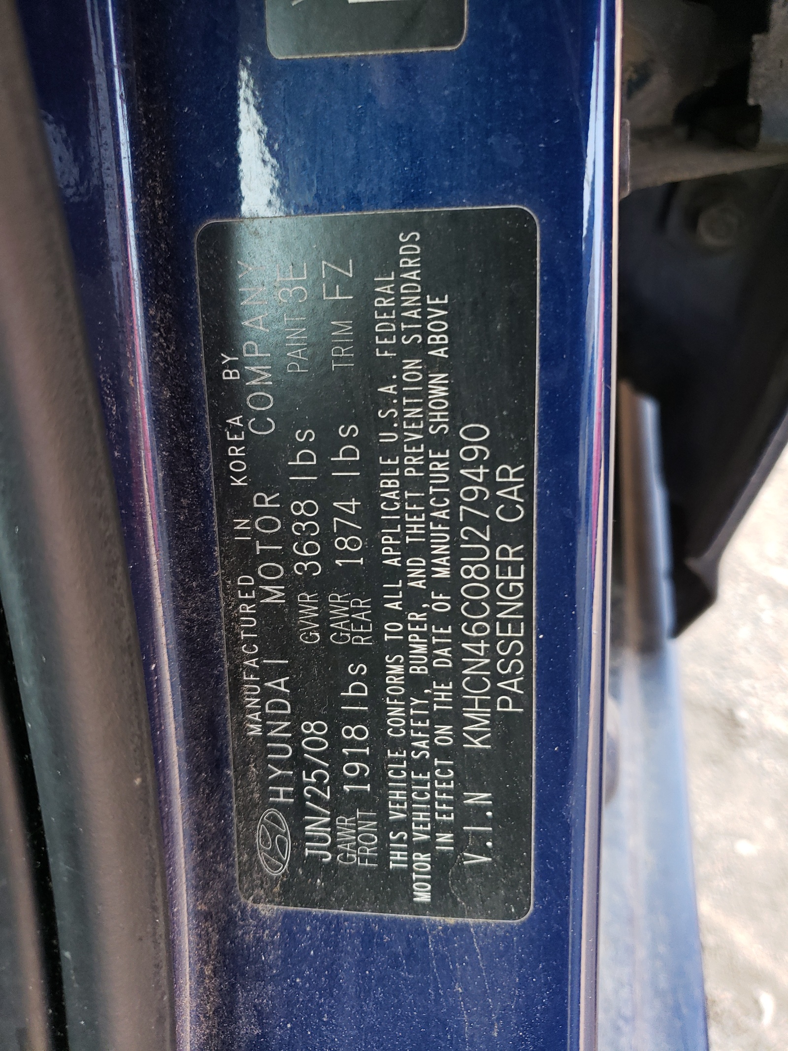 KMHCN46C08U279490 2008 Hyundai Accent Gls