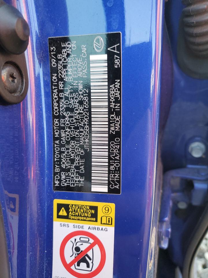 2013 Lexus Ct 200 VIN: JTHKD5BH9D2165812 Lot: 62462454